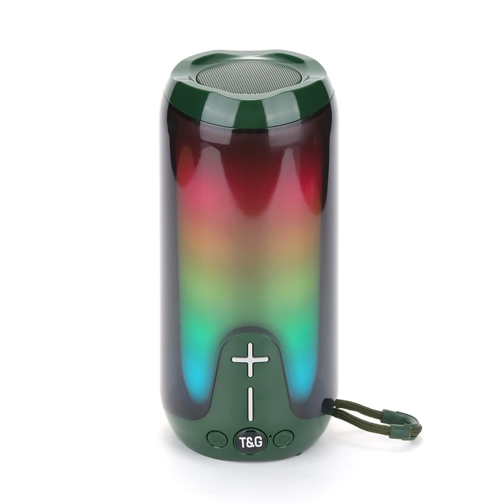 Boxa portabila T&G, RGB, Bluetooth 5.0, Waterproof, Autonomie 10 ore, Portocaliu