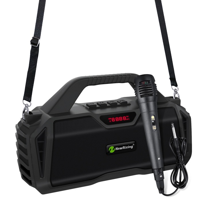 Boxa portabila NewRixing NR6011, 20W, Subwoofer TWS, Bluetooth, Negru