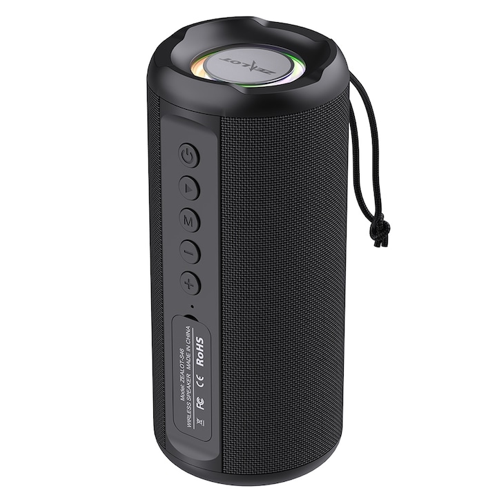 Boxa portabila, Bluetooth 5.0, Lumini LED, Ceas desteptator, alarma, Radio FM, Alb