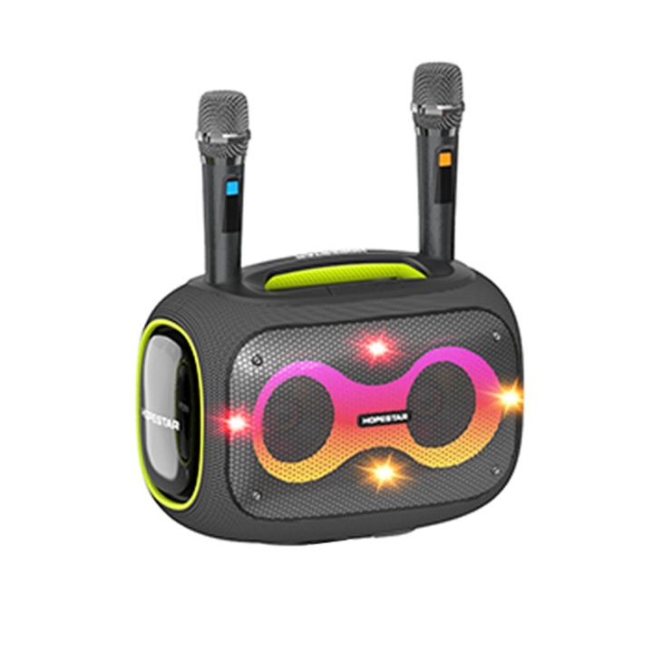 Boxa portabila HOPESTAR Party Box A+, 120W, Bluetooth 4.2, Functie karaoke, Doua microfoane, Gri