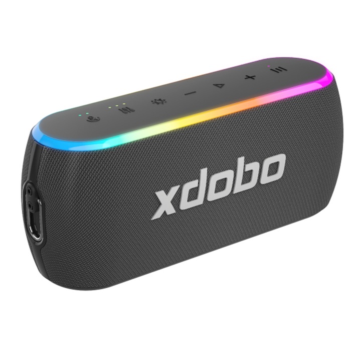 Boxa portabila wireless, mini, LP18 Flying Saucer, Desktop Speaker, Bluetooth 5.4, 80W, 8000mAh, 4-6h Autonomie, Negru