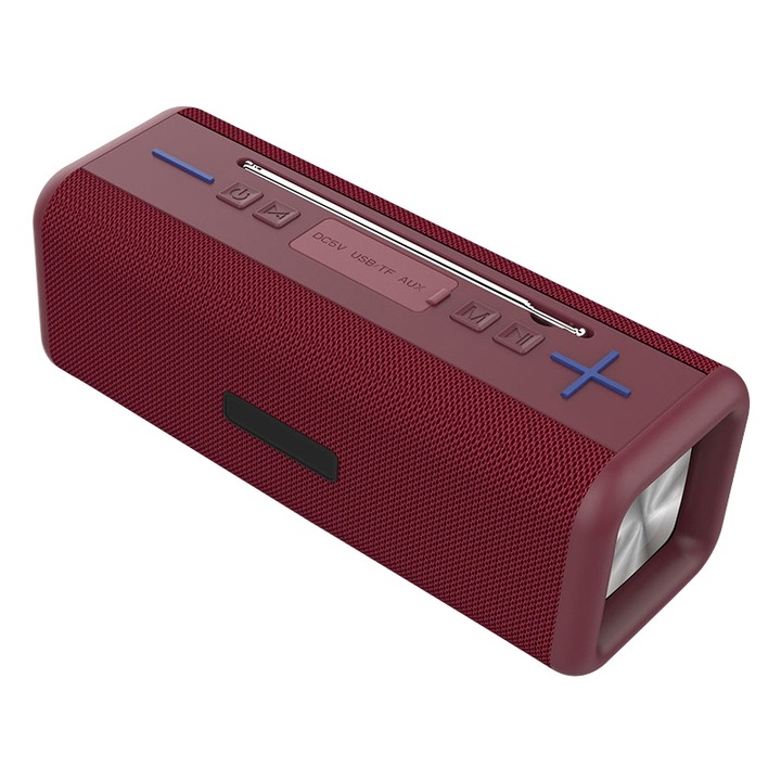 Boxa portabila T9 Wireless Bluetooth 4.2 Speaker, 10W, Radio FM digital, Sunet surround 3D, Handsfree, TF, AUX, Rosu