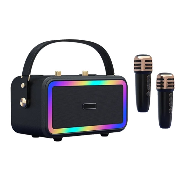 Boxa portabila M3201, A+, Karaoke, Dual-Mic, Baterie 4000mAh, Negru