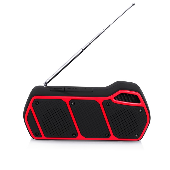 Boxa portabila NewRixing NR-5011fm, Bluetooth, Apeluri hands-free, Cititor card TF, Radio FM, Rosu