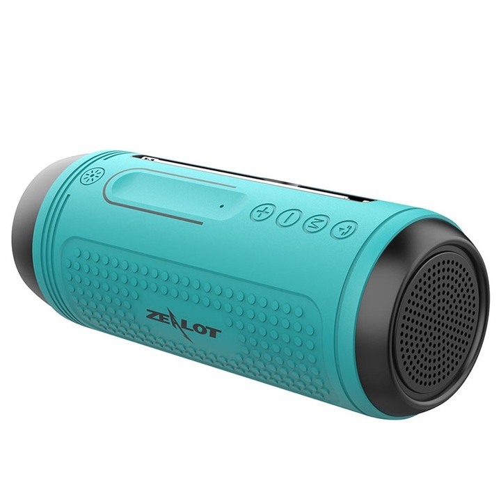 Boxa portabila ZEALOT A1, Bass, Bluetooth, Microfon integrat, Apeluri Bluetooth/AUX/Card TF/Lumini LED, Verde menta