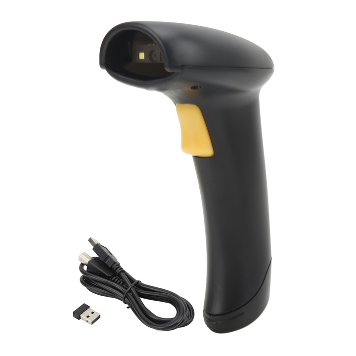 Безжичен баркод скенер 3 в 1, Mmgoqqt, ABS, Bluetooth, 2.4G, 16MB, ABS, 50m предаване, 1D и 2D сканиране, черен