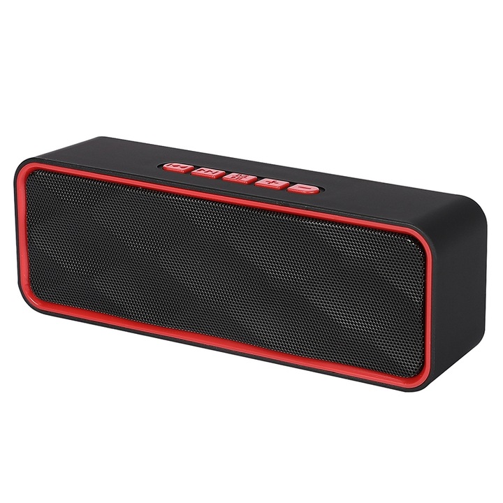 Boxa portabila SC211 Pro, A+, Bluetooth 4.2, Radio FM, Capacitate 4000 mAh, Rosu