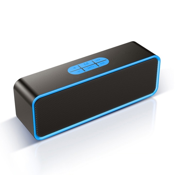 Boxa portabila SC211 Subwoofer Wireless Bluetooth, Bluetooth 5.0, Suport Card TF & Pendrive & AUX 3.5mm, albastru