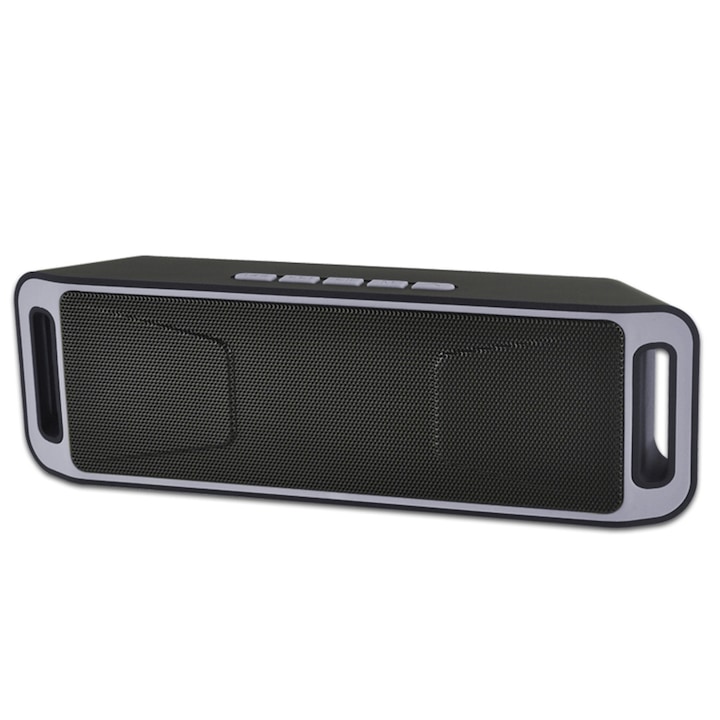 Boxa portabila Bluetooth, dimensiune mini, design graffiti, suport card FM/TF, negru