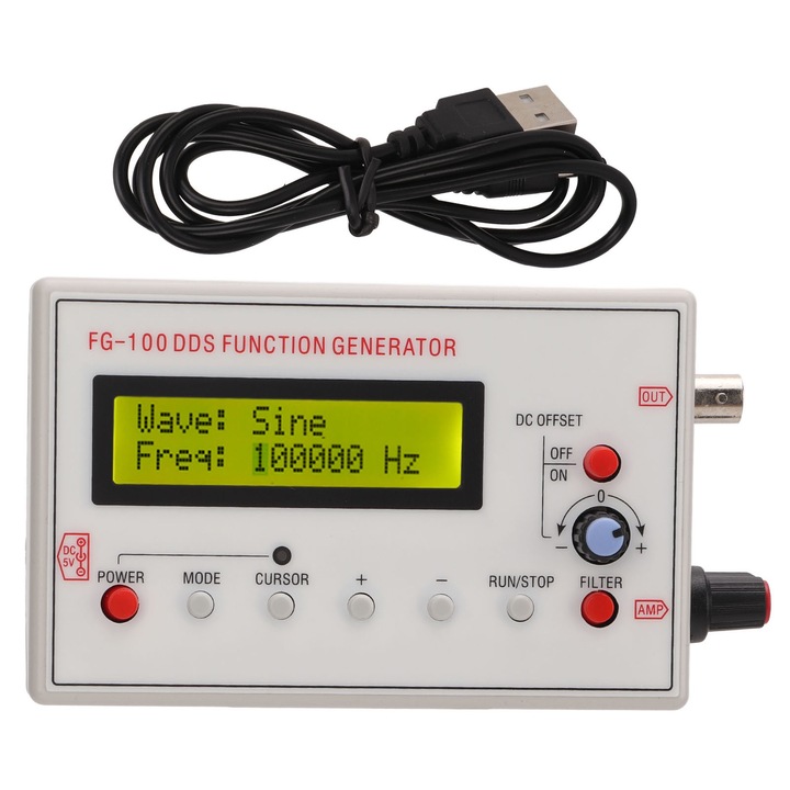 Jelgenerátor 1Hz-500kHz, 1Hz-20kHz, szinuszos, négyszöghullám