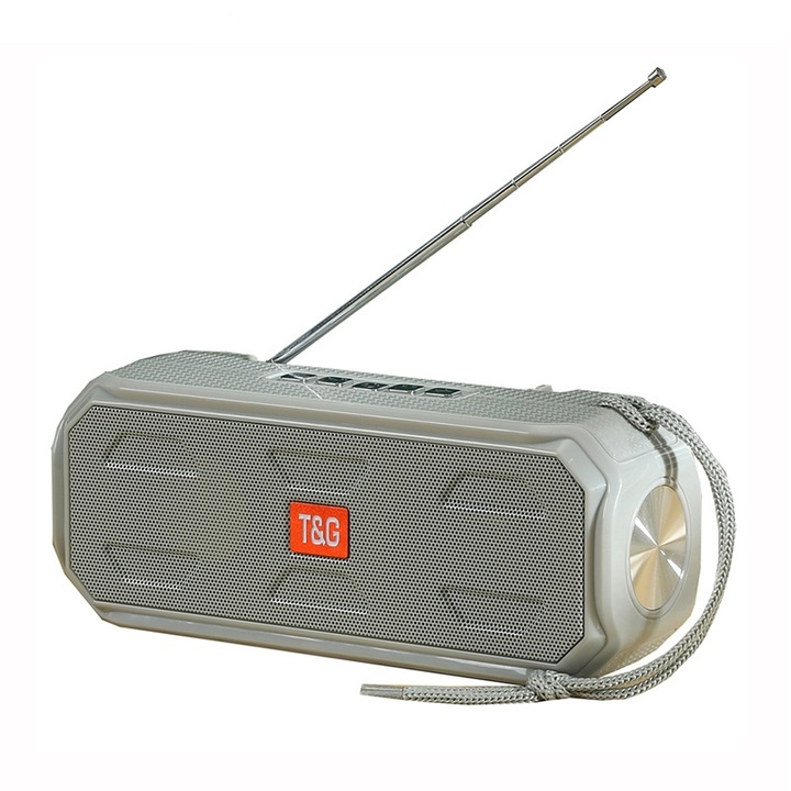 Boxa portabila Bluetooth, TWS Stereo, Design metalic, Sunet de inalta definitie, Auriu
