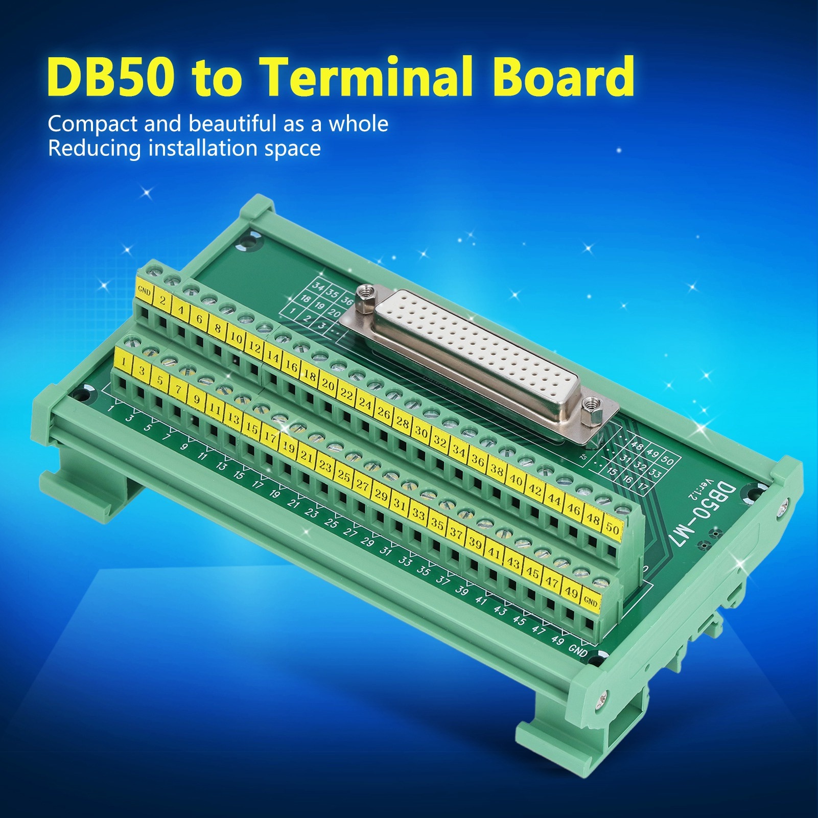 Placa adaptoare DB50 la conector terminal Placa PCB drept femela DC60V ...