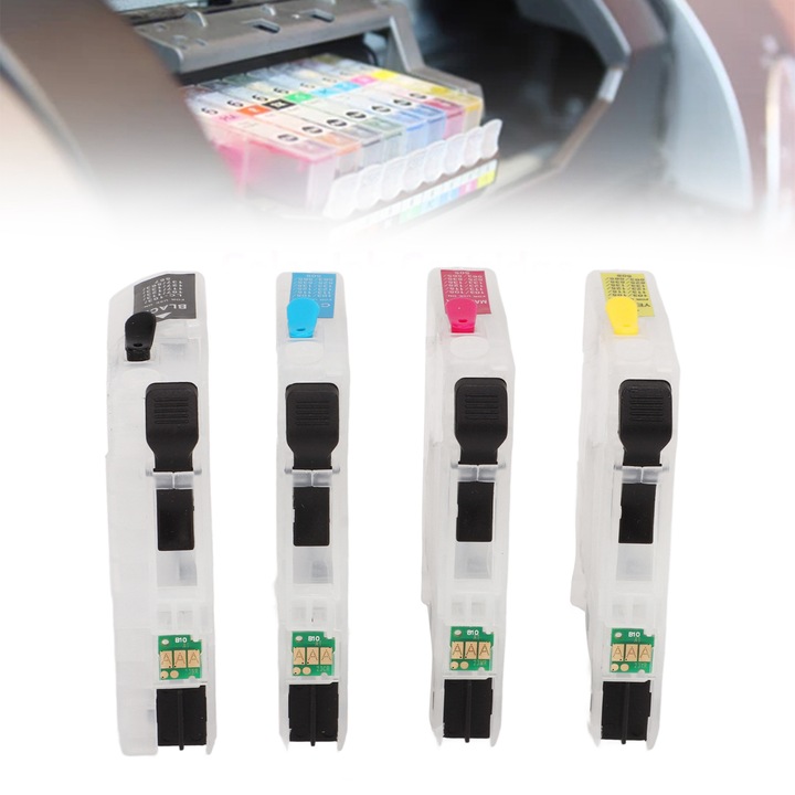 Cartuse imprimanta Jormftte set 4 bucati, negru, albastru, rosu, galben, capacitate mare