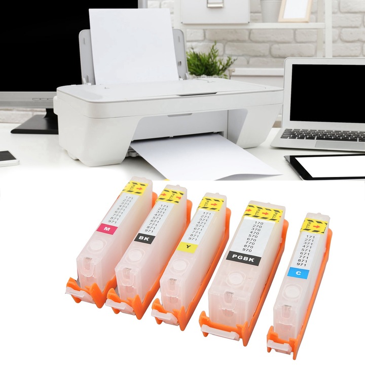 Set cartuse cerneala Jormftte, magenta, albastru, galben, negru, pentru imprimante inkjet
