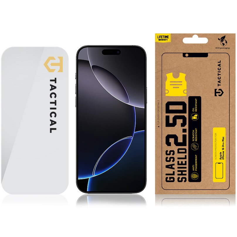 Folie de protectie Tactical 2.5D pentru iPhone 16 Pro Max, Transparent