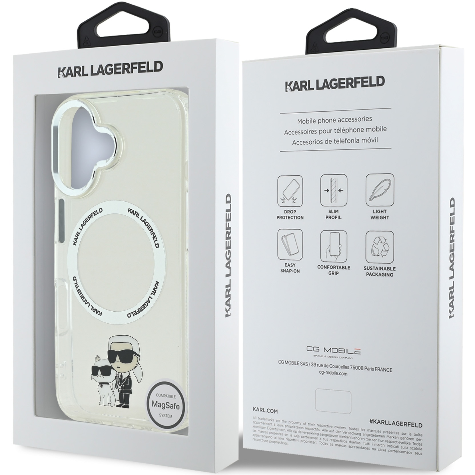 Husa de protectie Karl Lagerfeld IML Karl and Choupette MagSafe pentru iPhone 16, Transparent
