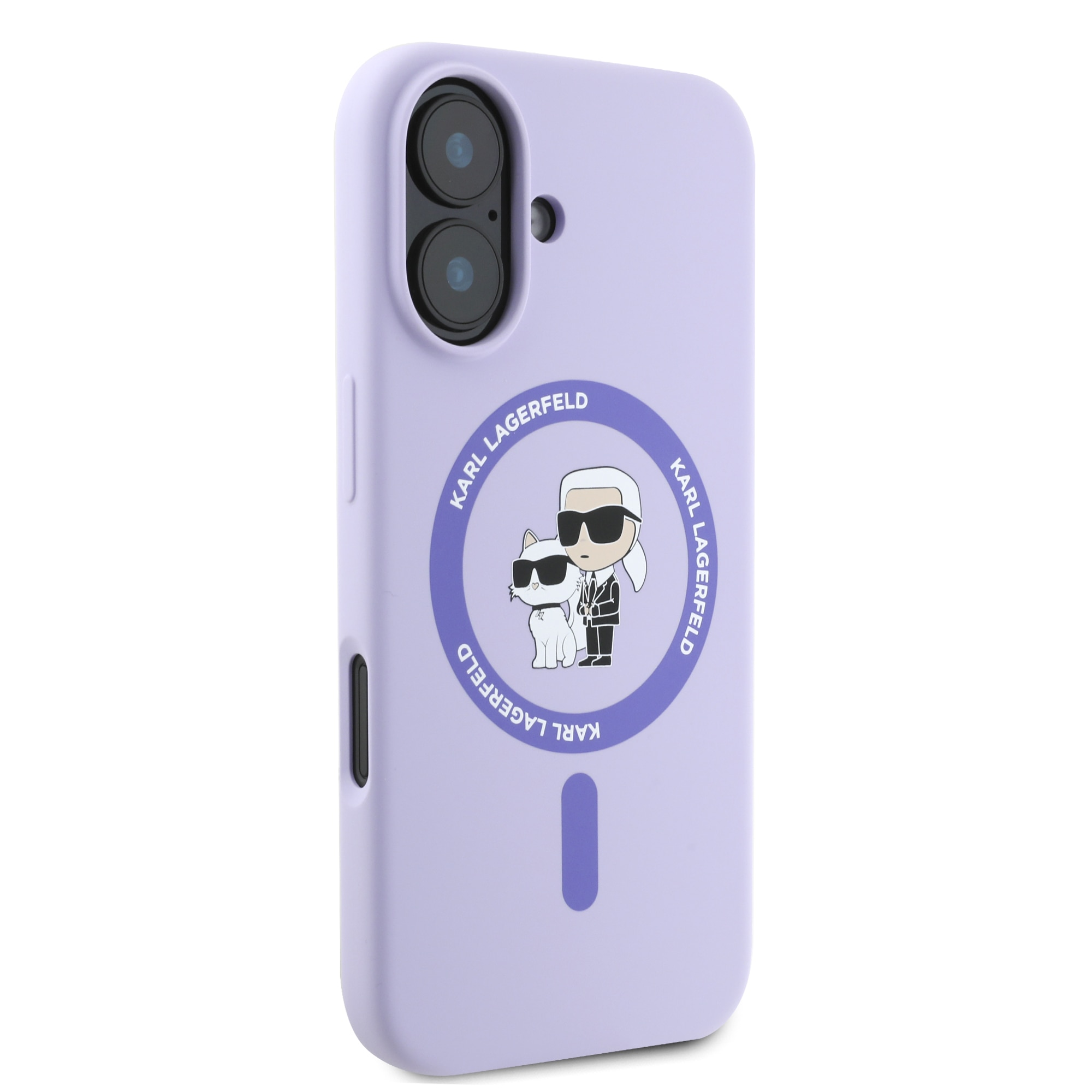Husa de protectie Karl Lagerfeld Liquid Silicone Karl and Choupette MagSafe pentru iPhone 16, Mov