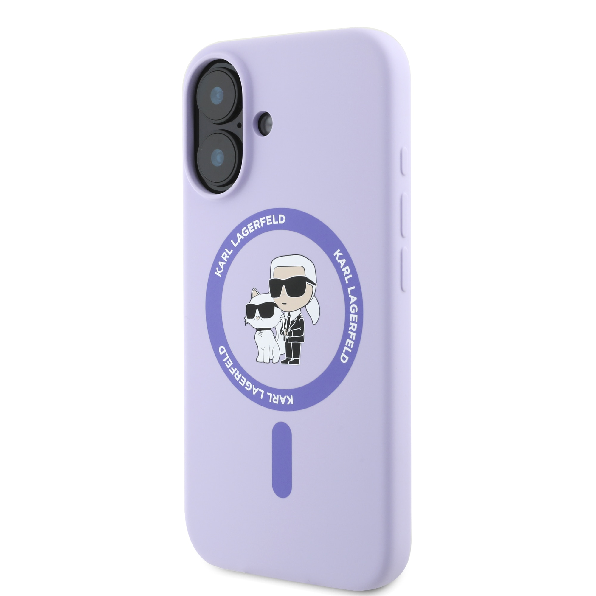 Husa de protectie Karl Lagerfeld Liquid Silicone Karl and Choupette MagSafe pentru iPhone 16, Mov