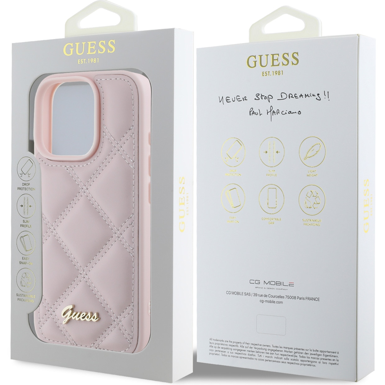 Husa de protectie Guess PU Leather Quilted pentru iPhone 16 Pro Max, Roz
