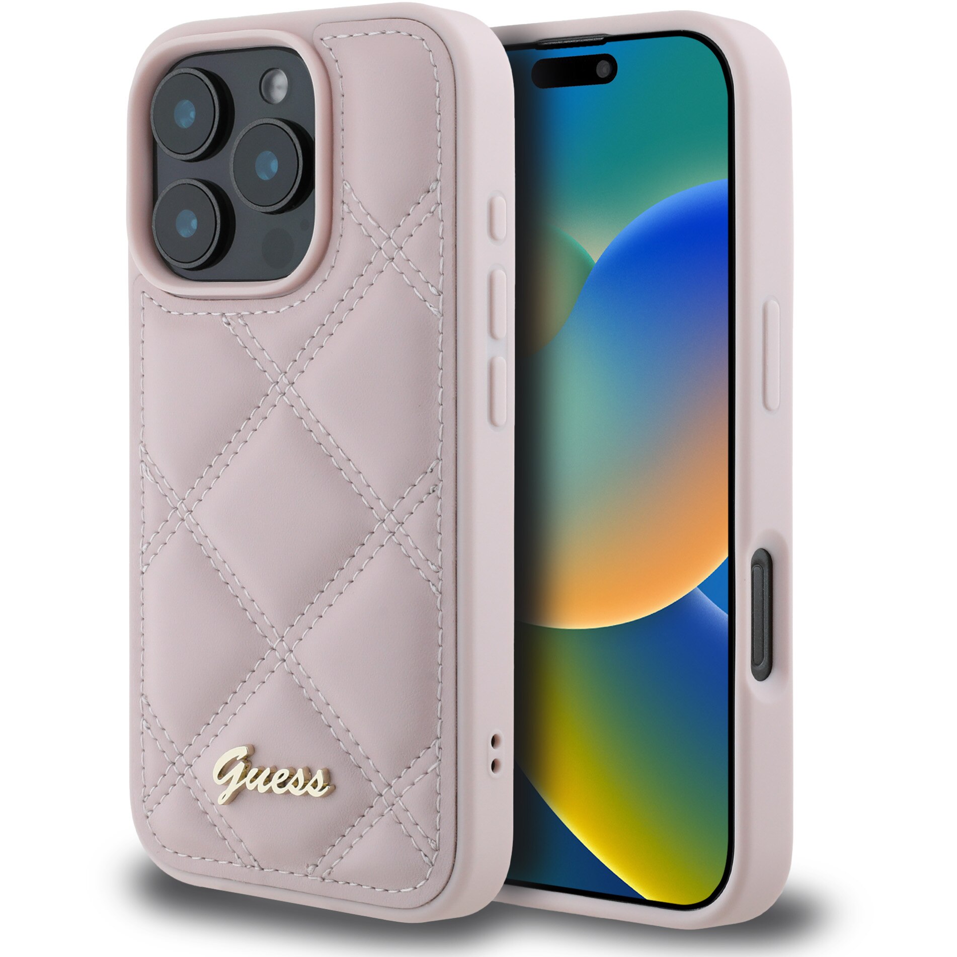 Husa de protectie Guess PU Leather Quilted pentru iPhone 16 Pro Max, Roz