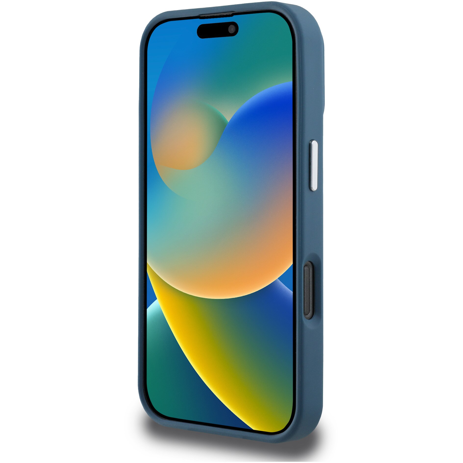 Husa de protectie Guess PU Grained Triangle Logo pentru iPhone 16 Pro, Albastru