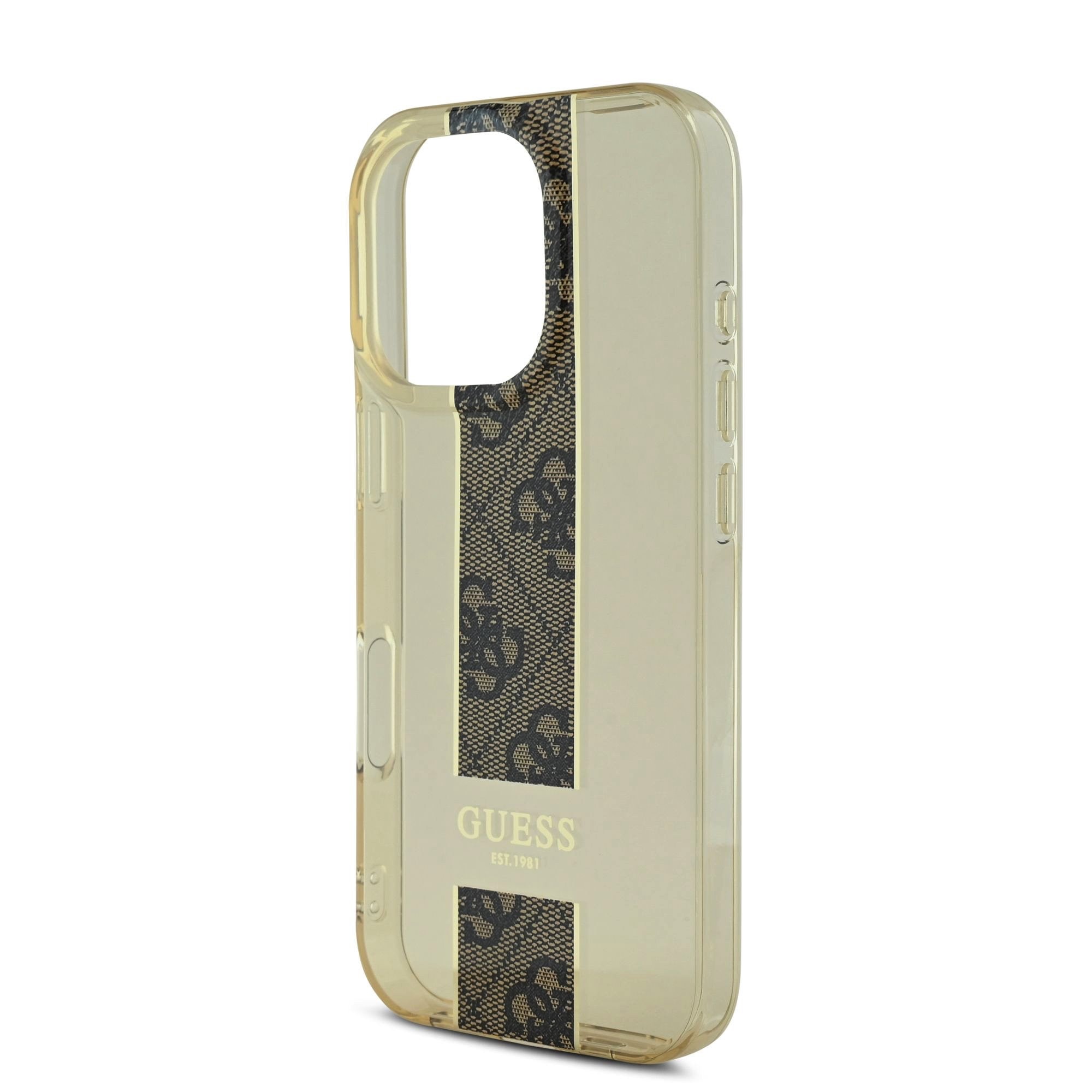 Husa de protectie Guess IML Middle 4G Stripe pentru iPhone 16 Pro, Maro