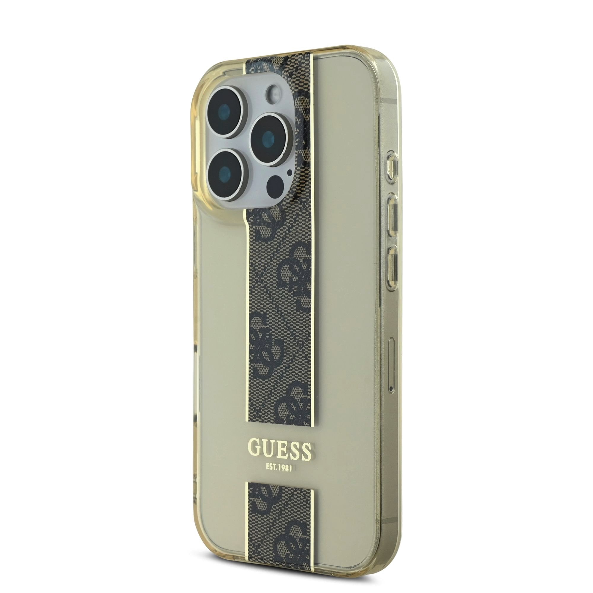 Husa de protectie Guess IML Middle 4G Stripe pentru iPhone 16 Pro, Maro