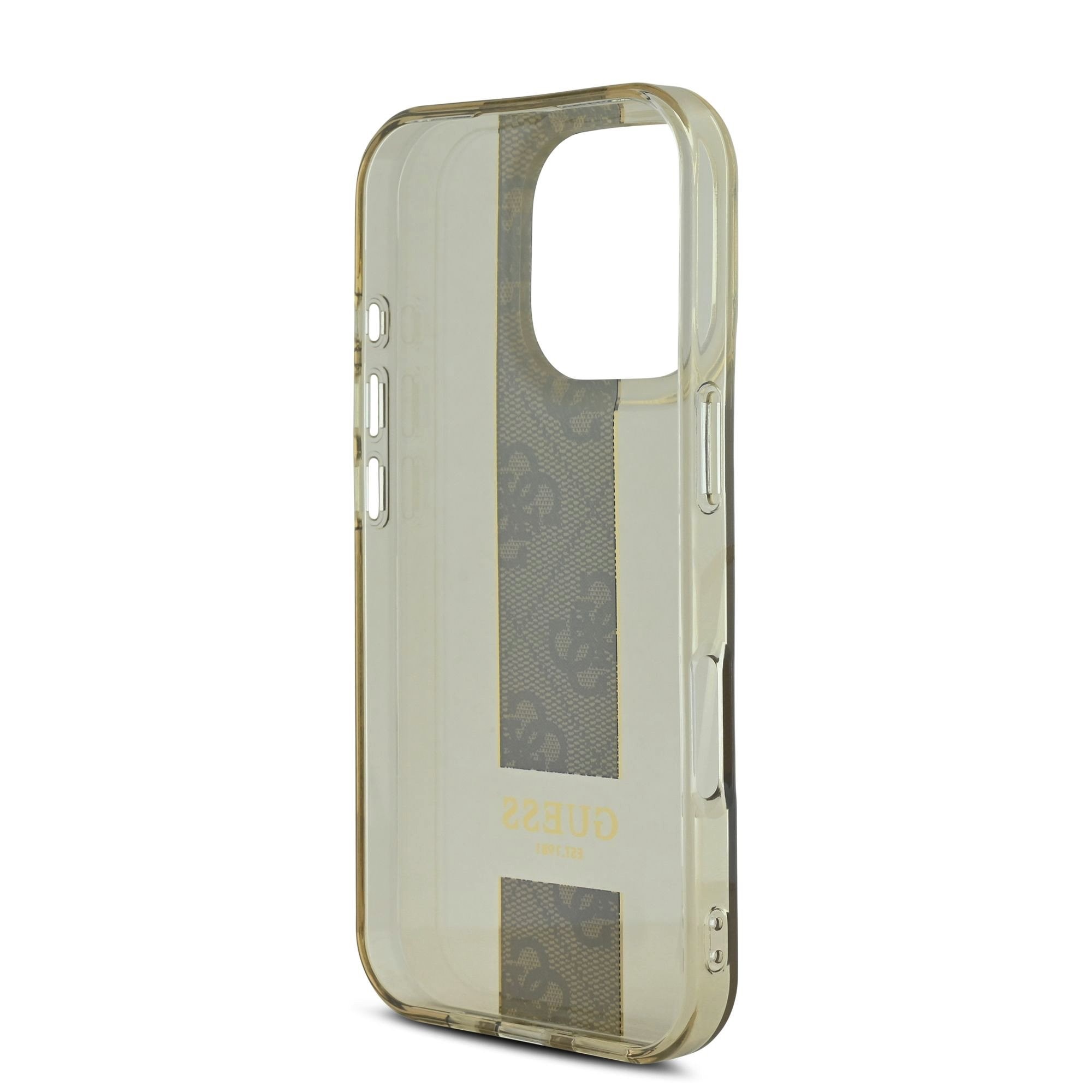 Husa de protectie Guess IML Middle 4G Stripe pentru iPhone 16 Pro, Maro