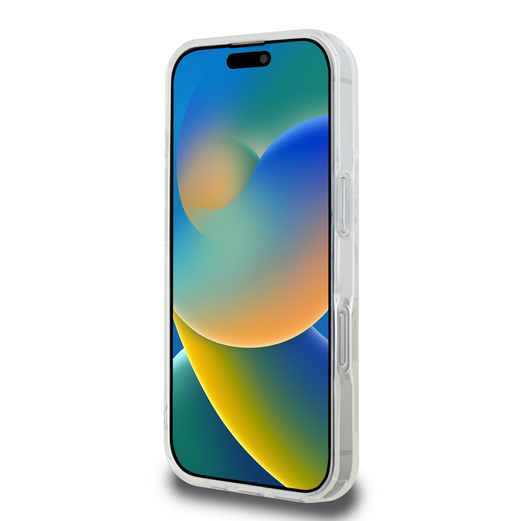 Husa de protectie Guess IML Glitter Ring MagSafe pentru iPhone 16 Pro Max, Transparent