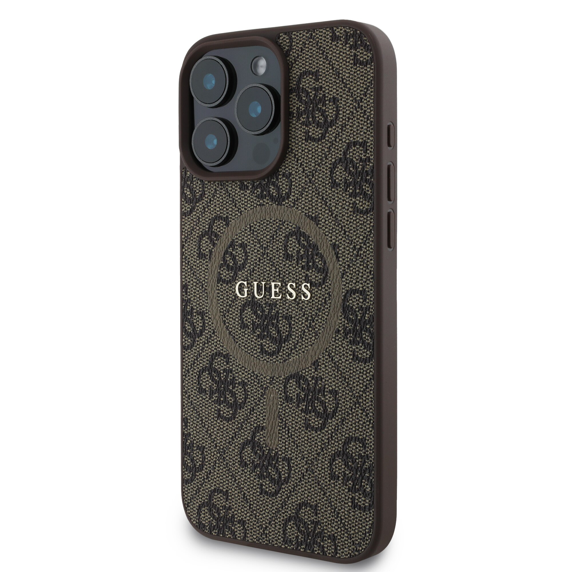 Husa de protectie Guess PU Leather 4G Colored Ring MagSafe pentru iPhone 16 Pro, Maro