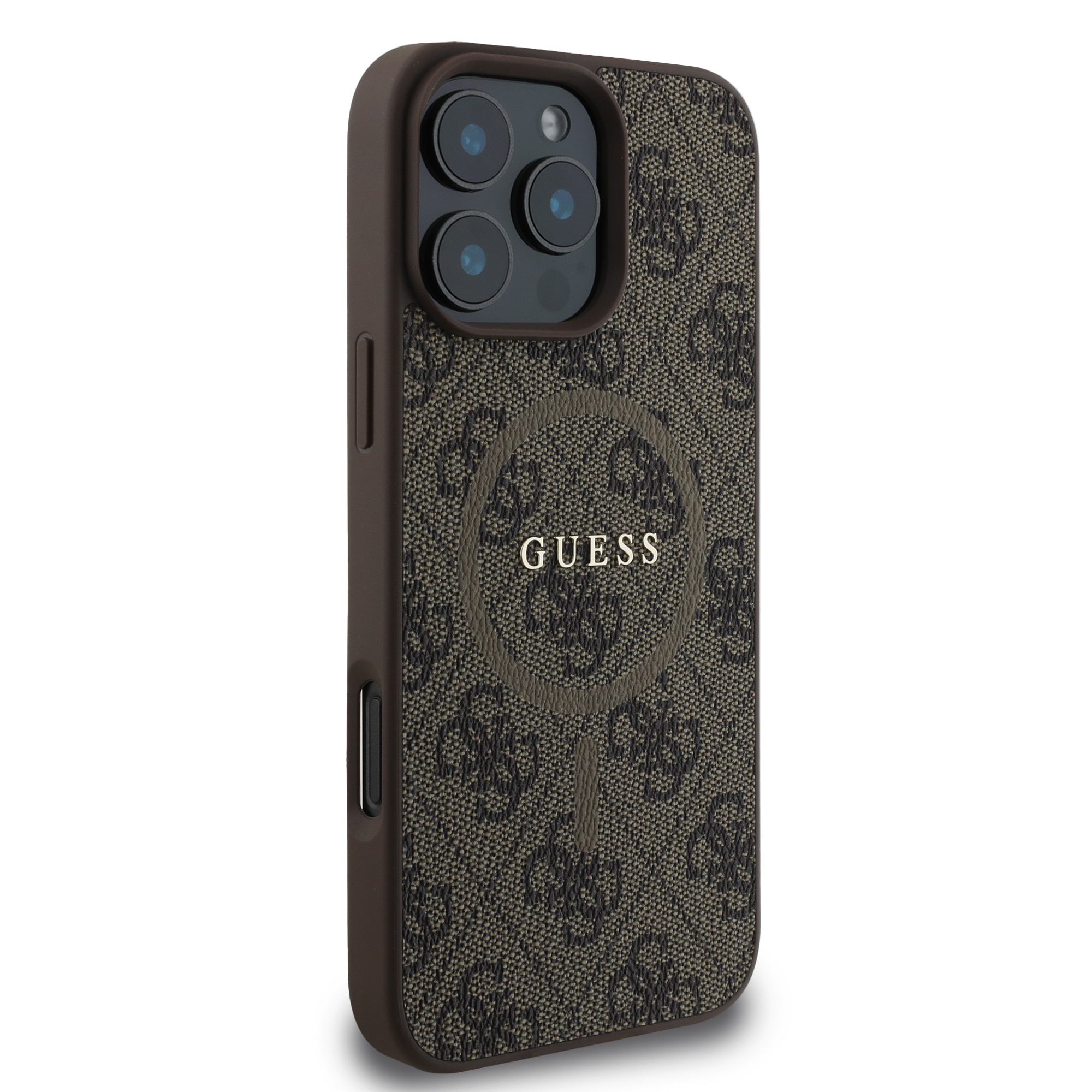 Husa de protectie Guess PU Leather 4G Colored Ring MagSafe pentru iPhone 16 Pro, Maro