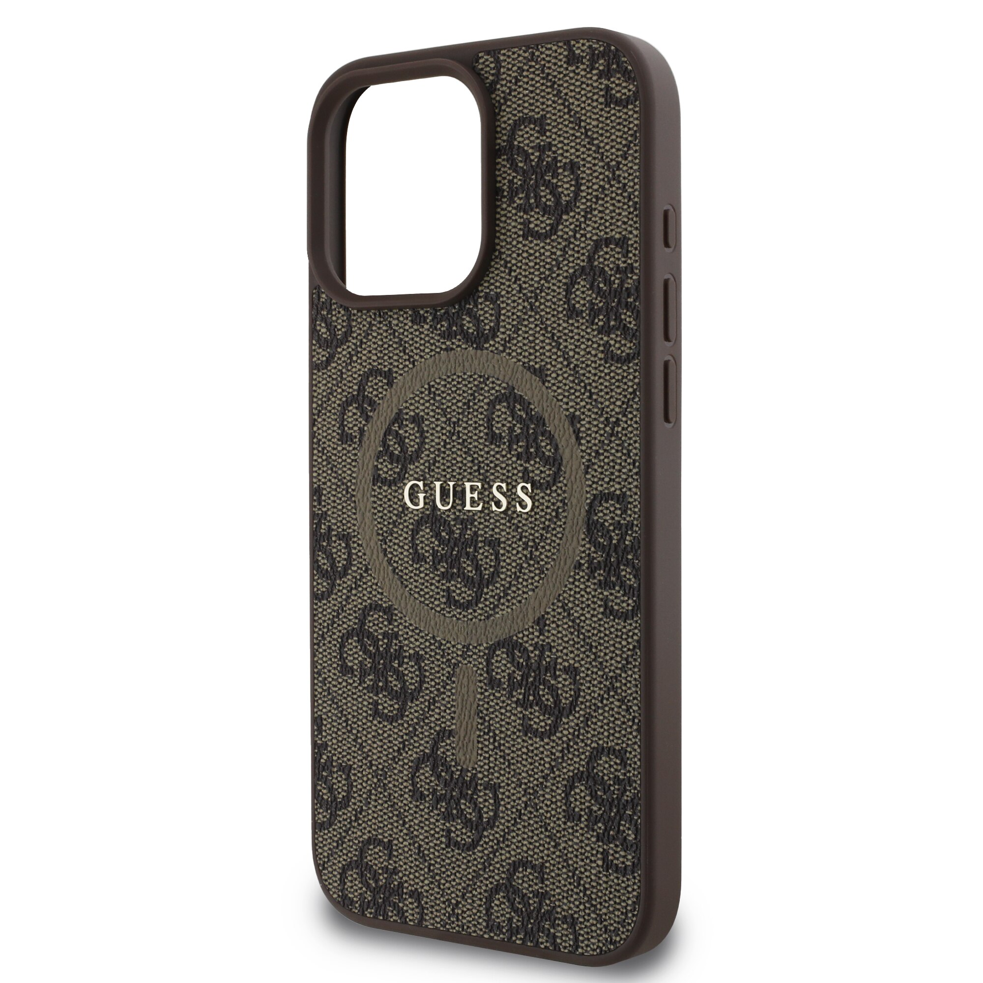 Husa de protectie Guess PU Leather 4G Colored Ring MagSafe pentru iPhone 16 Pro, Maro