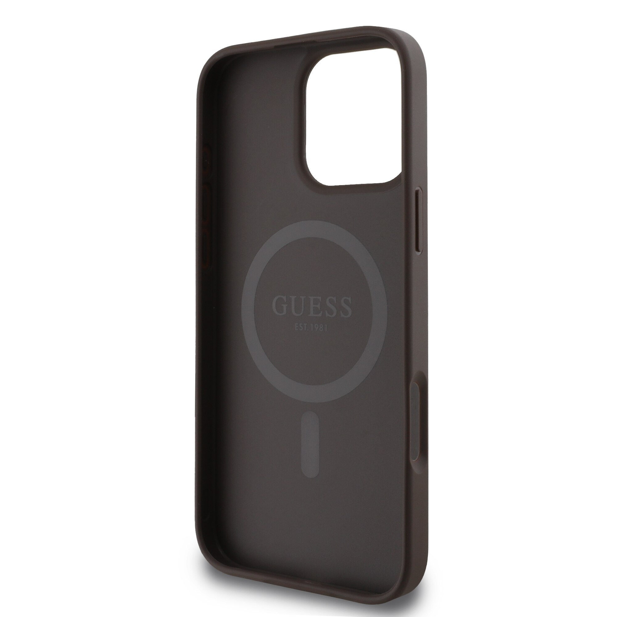 Husa de protectie Guess PU Leather 4G Colored Ring MagSafe pentru iPhone 16 Pro, Maro
