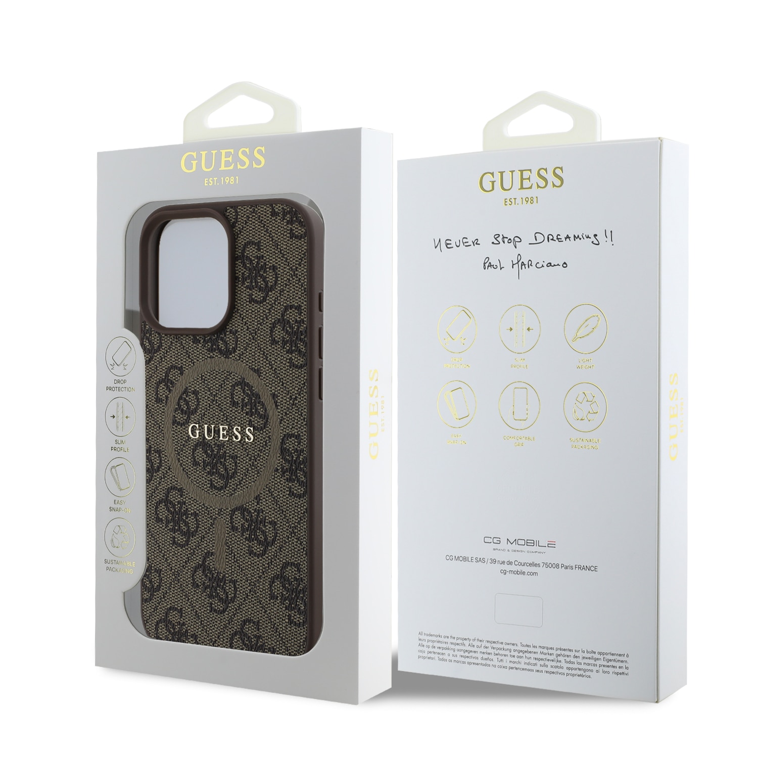 Husa de protectie Guess PU Leather 4G Colored Ring MagSafe pentru iPhone 16 Pro, Maro
