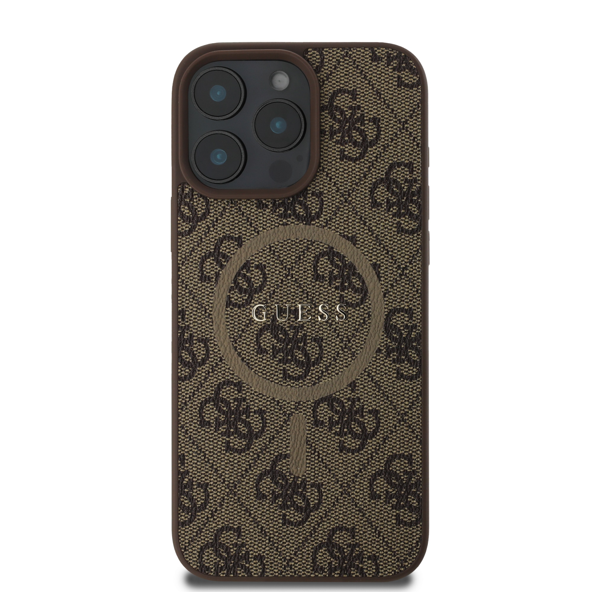 Husa de protectie Guess PU Leather 4G Colored Ring MagSafe pentru iPhone 16 Pro, Maro