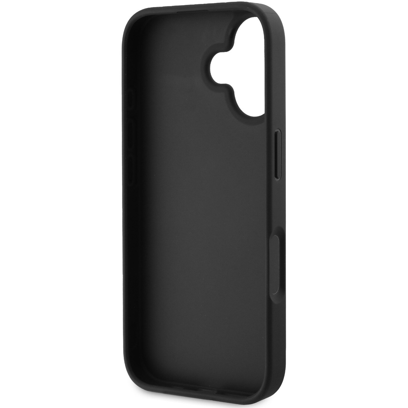 Husa de protectie Guess PU 4G Strass Triangle Metal Logo pentru iPhone 16, Negru