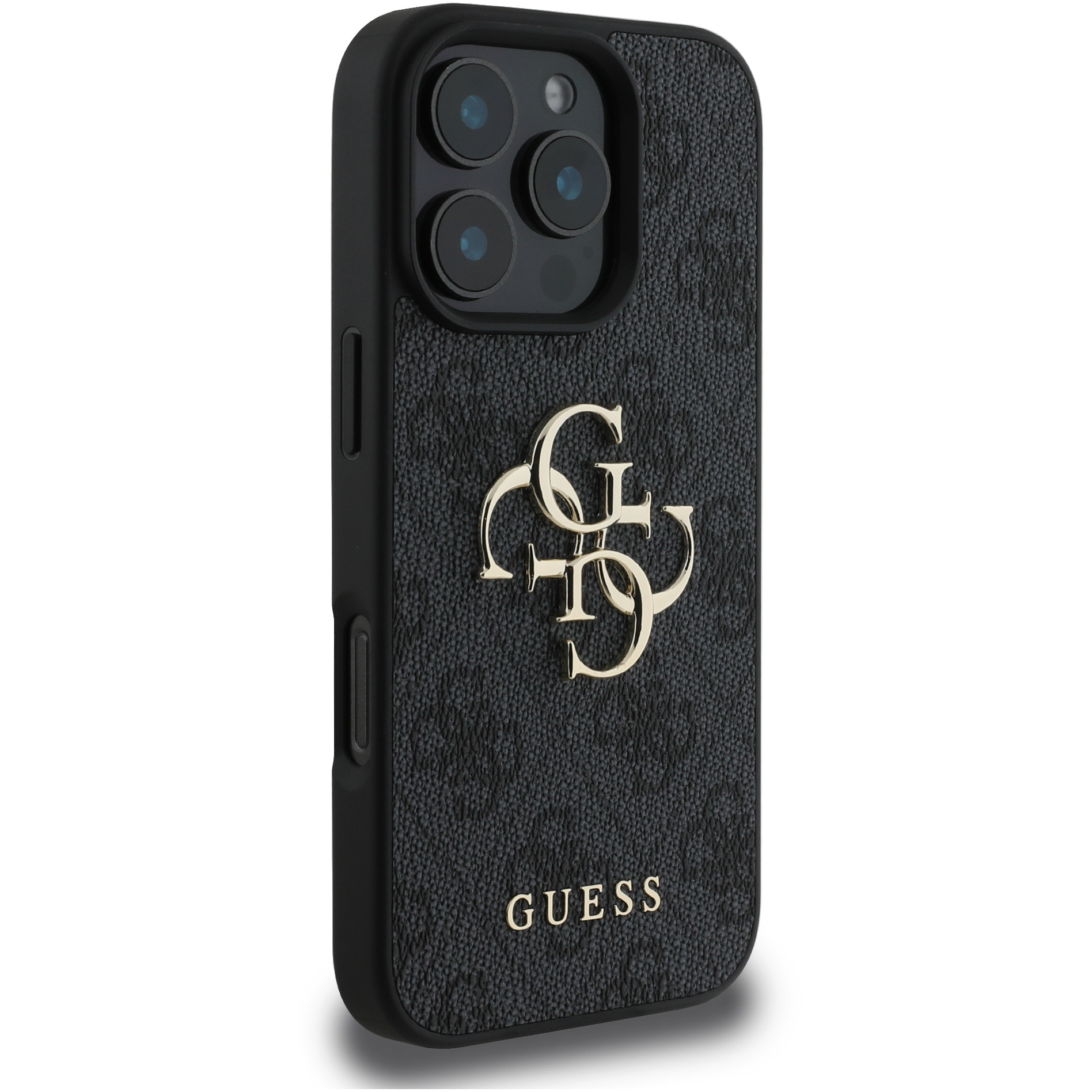 Husa de protectie Guess PU 4G Metal Logo pentru iPhone 16 Pro Max, Gri