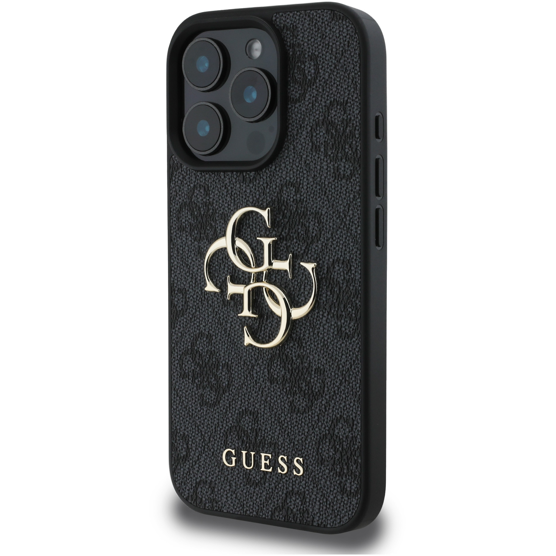 Husa de protectie Guess PU 4G Metal Logo pentru iPhone 16 Pro Max, Gri