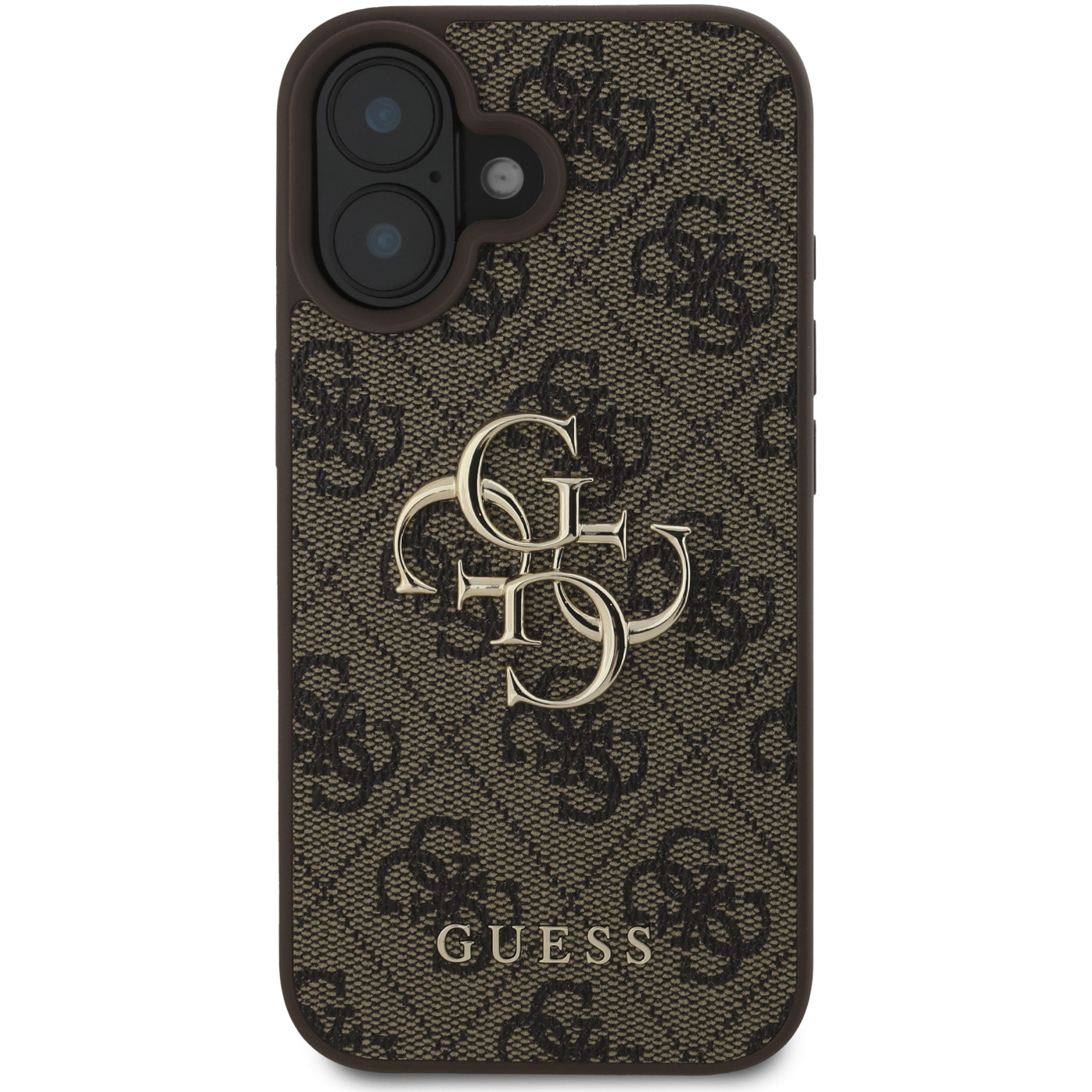 Husa de protectie Guess PU 4G Metal Logo pentru iPhone 16, Maro