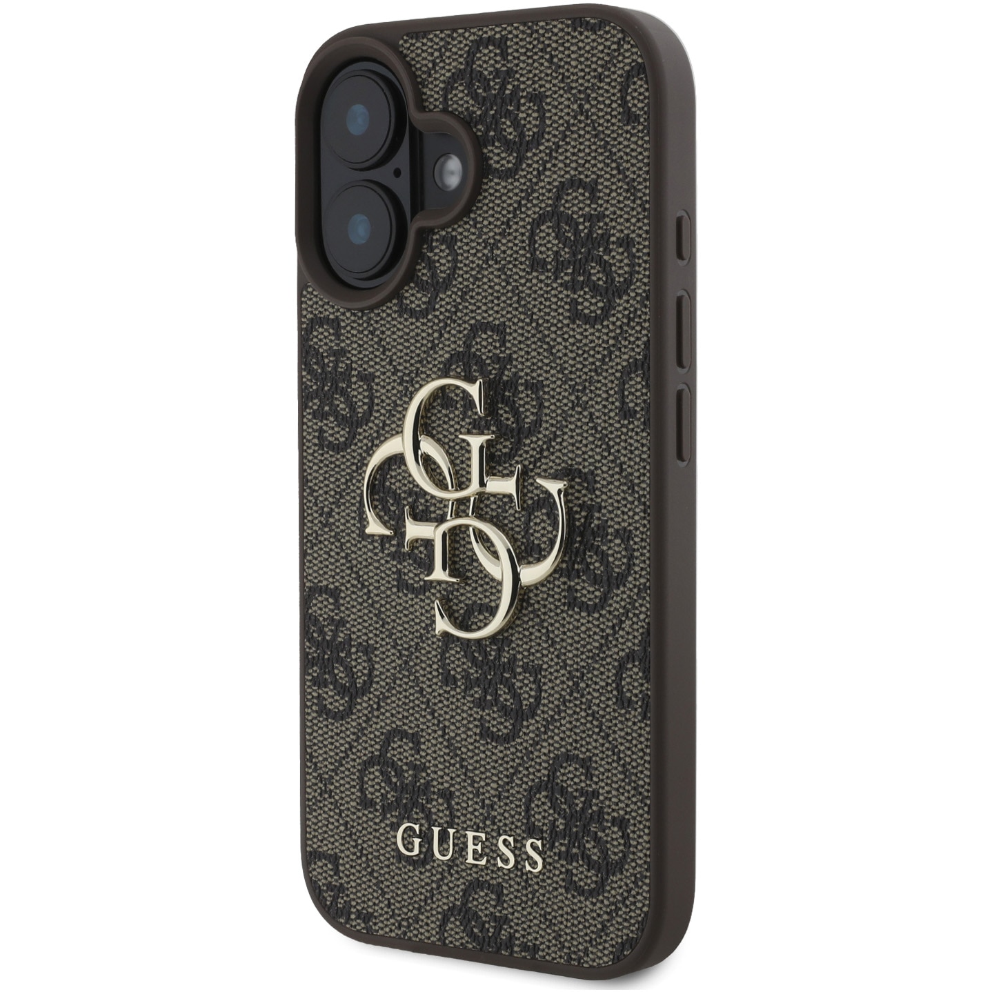 Husa de protectie Guess PU 4G Metal Logo pentru iPhone 16, Maro