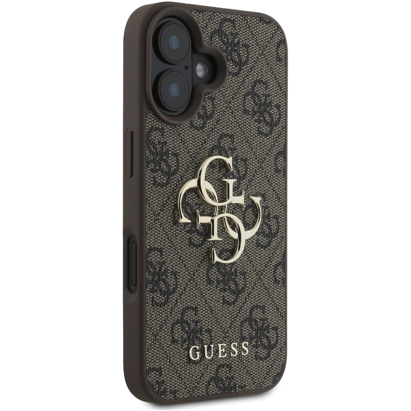 Husa de protectie Guess PU 4G Metal Logo pentru iPhone 16, Maro