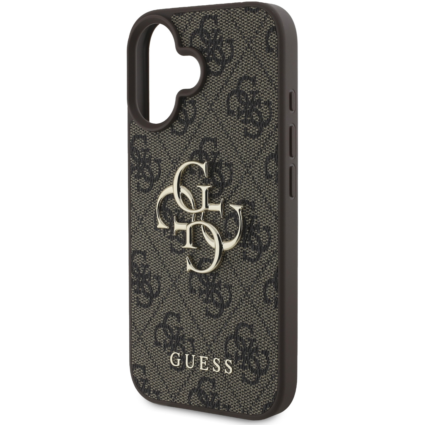 Husa de protectie Guess PU 4G Metal Logo pentru iPhone 16, Maro