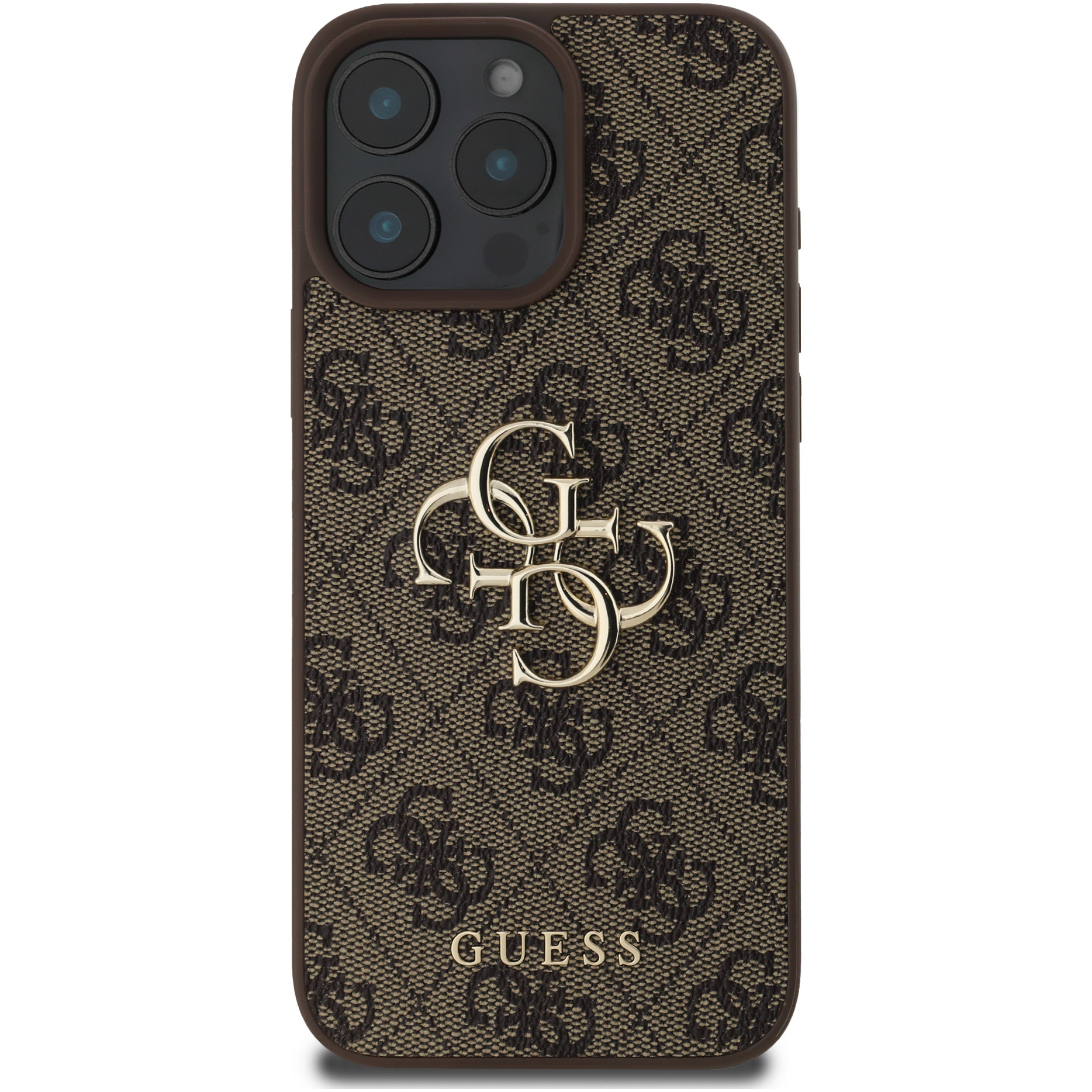 Husa de protectie Guess PU 4G Metal Logo pentru iPhone 16 Pro Max, Maro