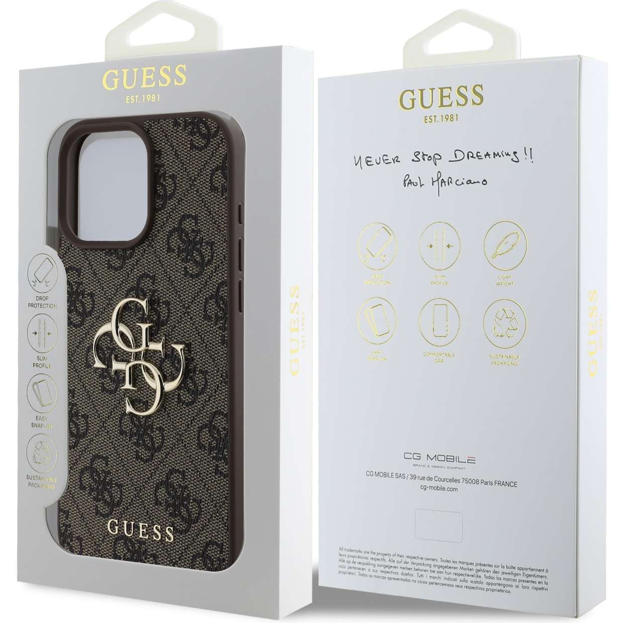 Husa de protectie Guess PU 4G Metal Logo pentru iPhone 16 Pro Max, Maro