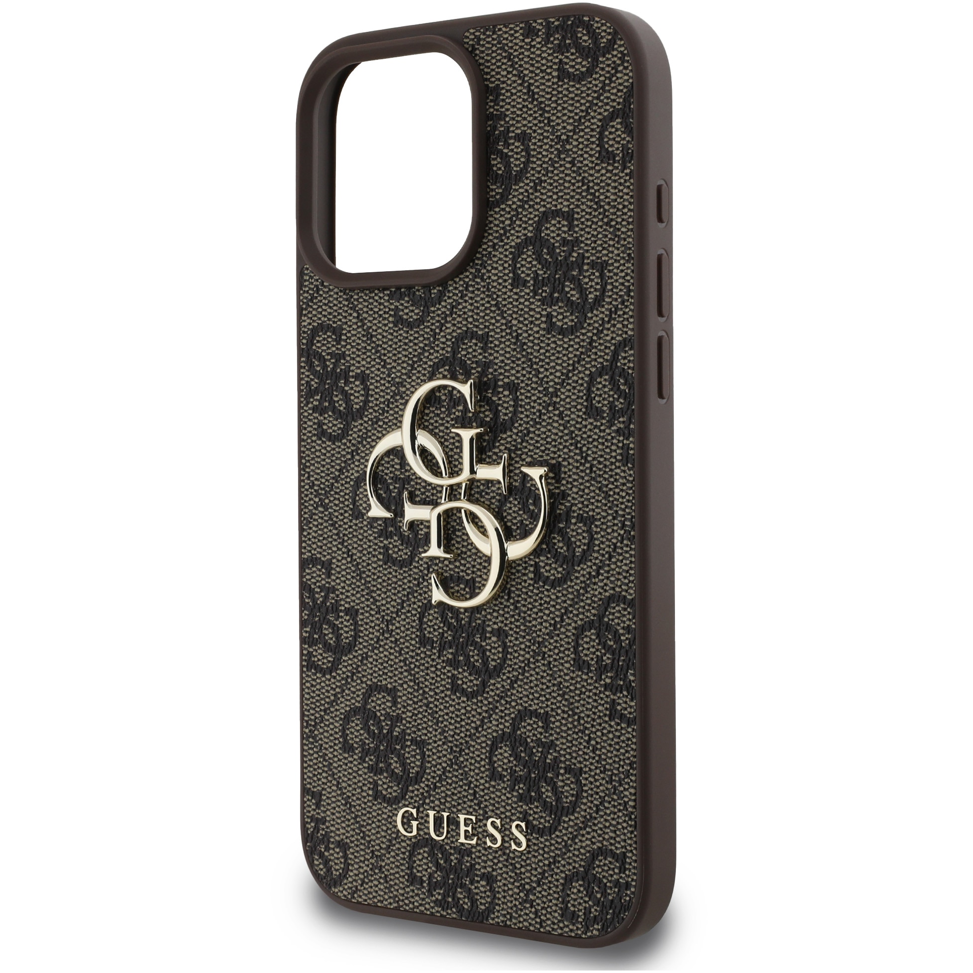 Husa de protectie Guess PU 4G Metal Logo pentru iPhone 16 Pro Max, Maro