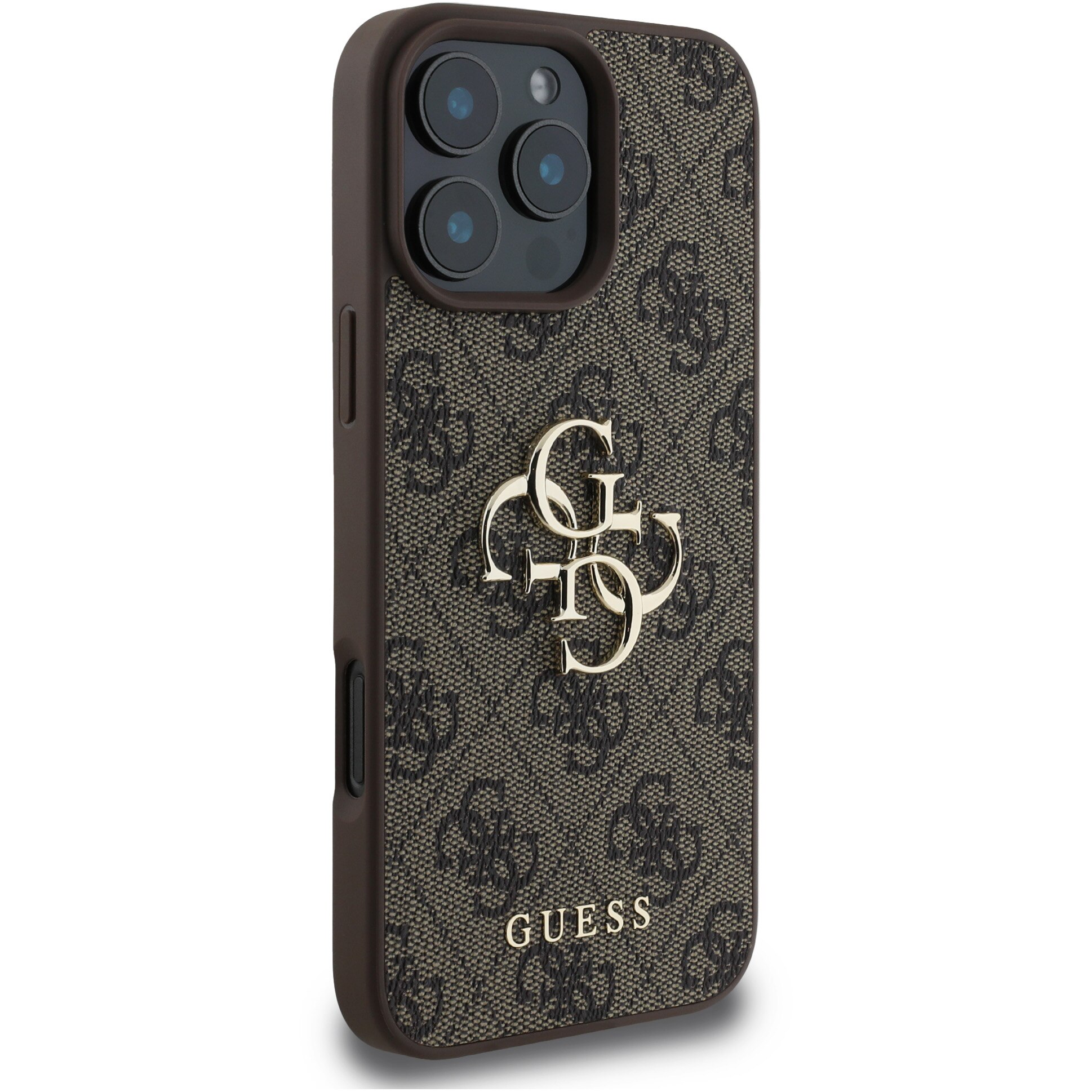 Husa de protectie Guess PU 4G Metal Logo pentru iPhone 16 Pro Max, Maro