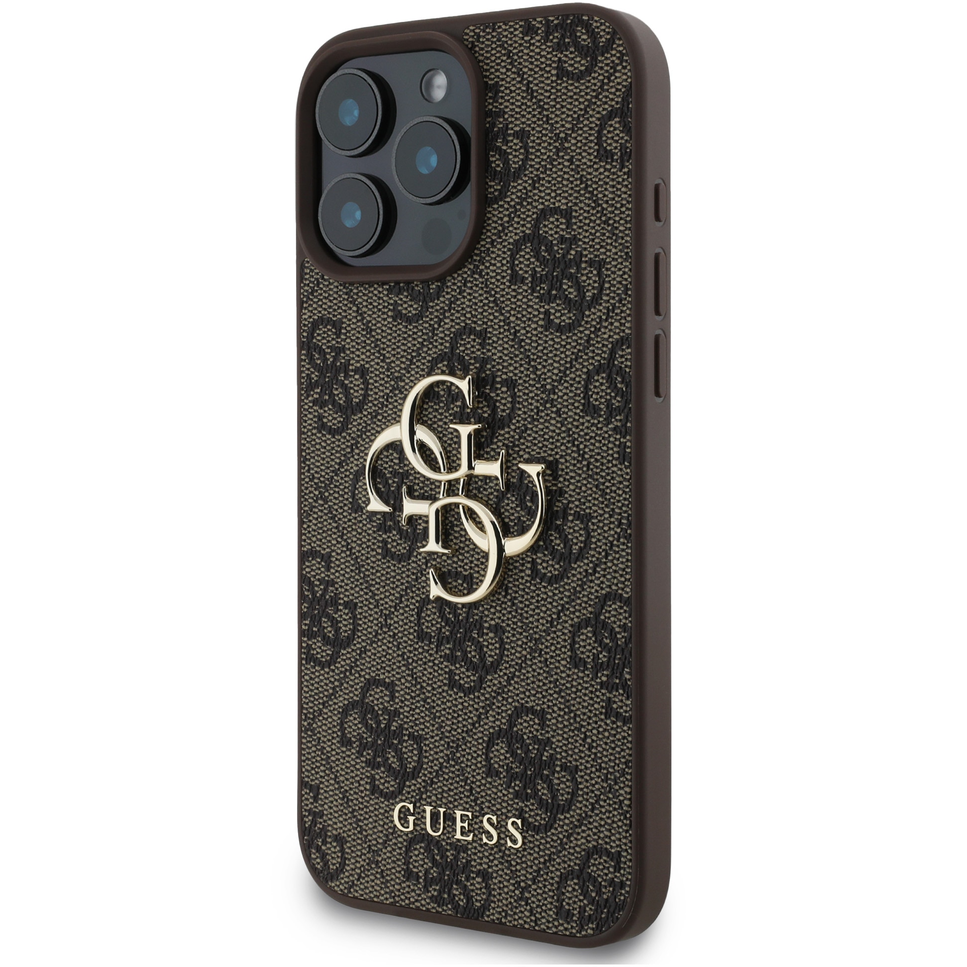 Husa de protectie Guess PU 4G Metal Logo pentru iPhone 16 Pro Max, Maro