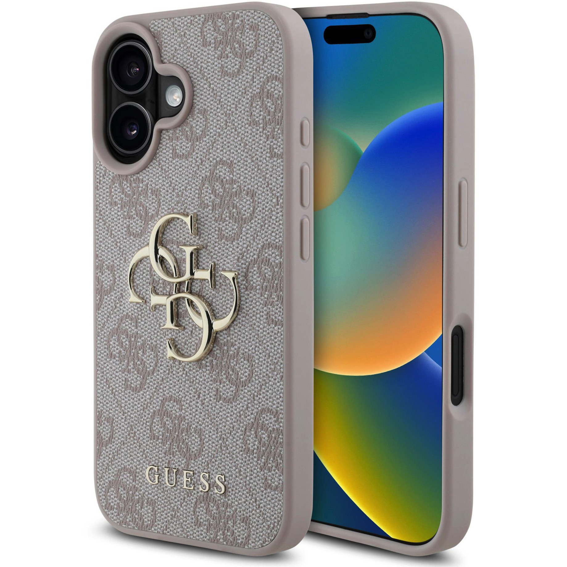 Husa de protectie Guess PU 4G Metal Logo pentru iPhone 16, Roz