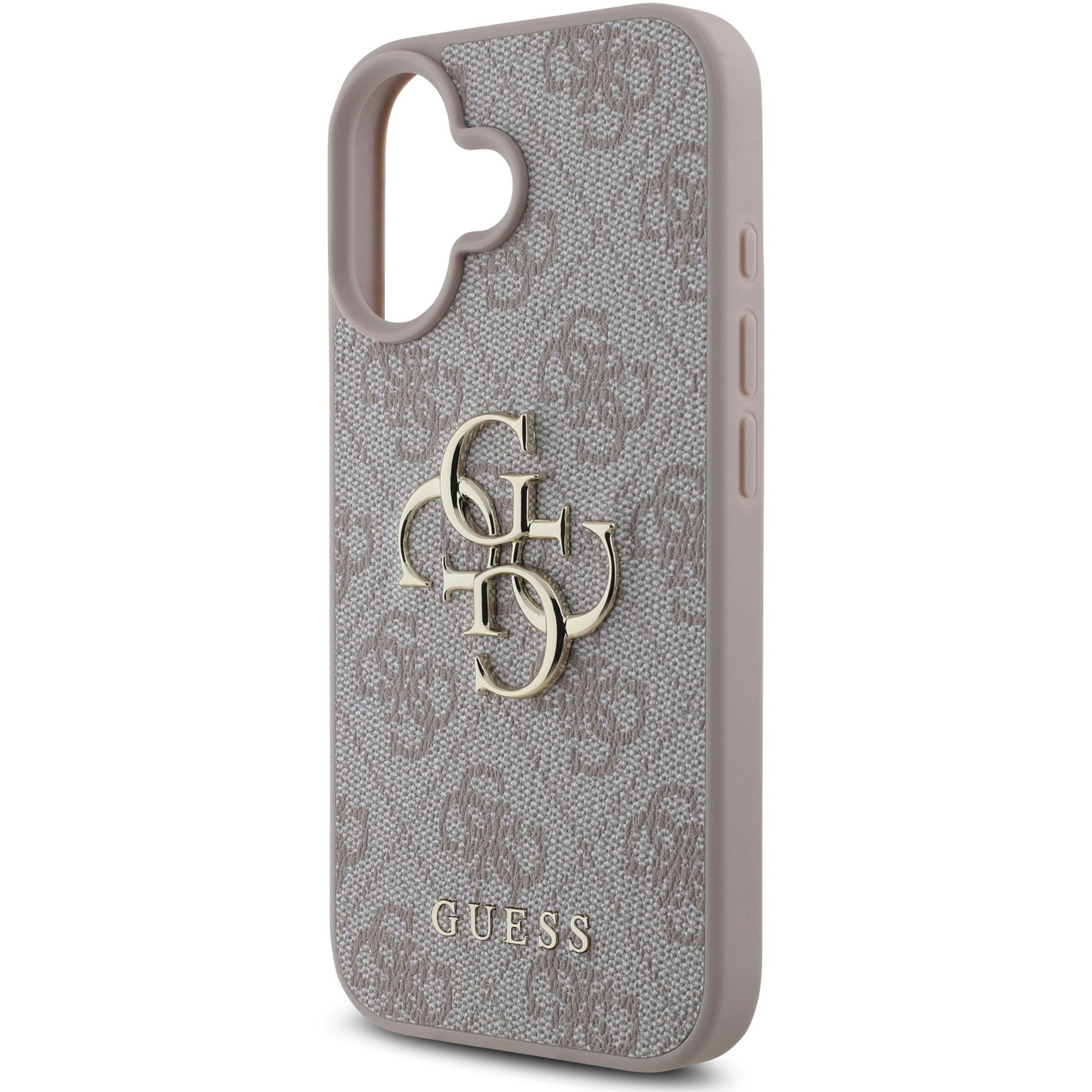 Husa de protectie Guess PU 4G Metal Logo pentru iPhone 16, Roz
