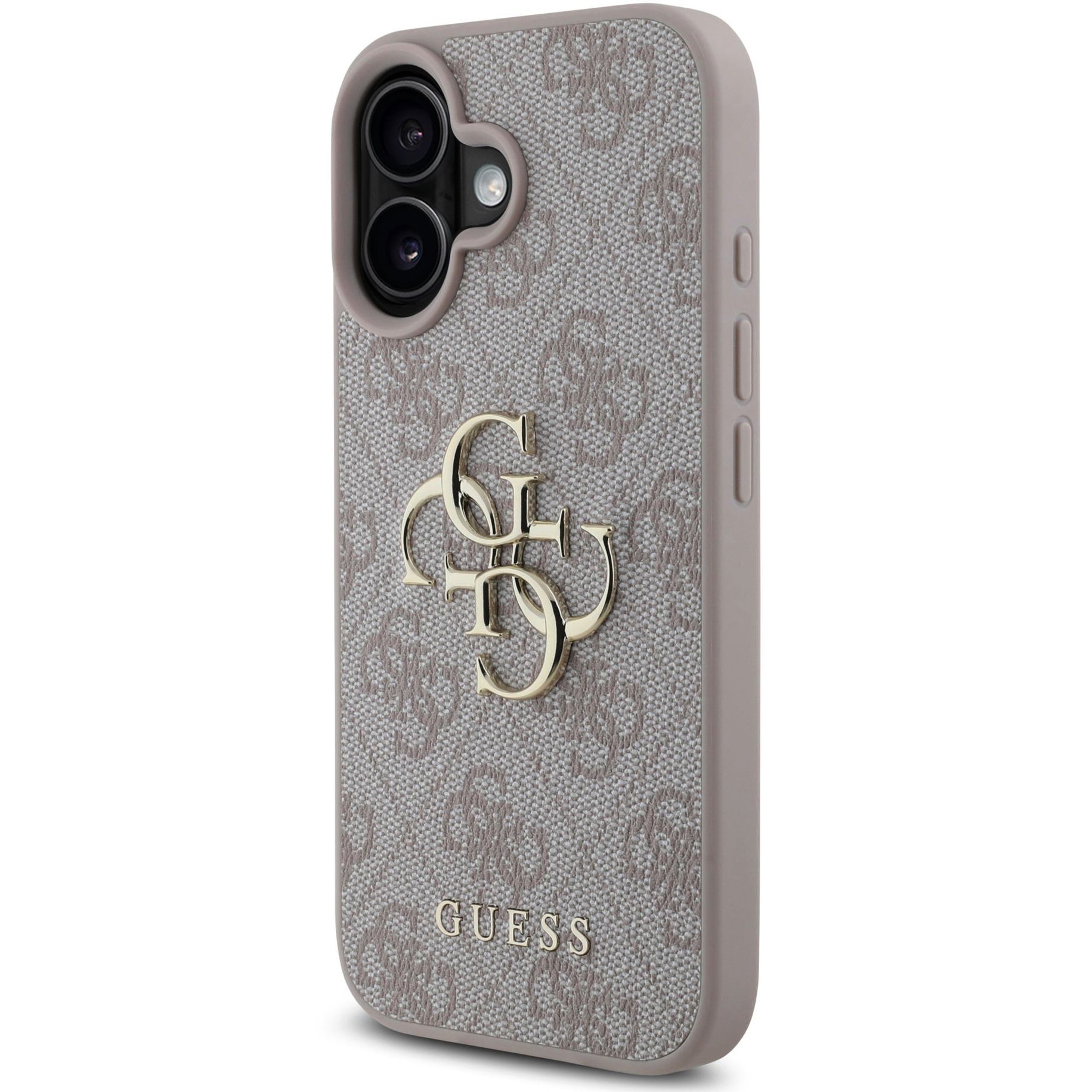 Husa de protectie Guess PU 4G Metal Logo pentru iPhone 16, Roz